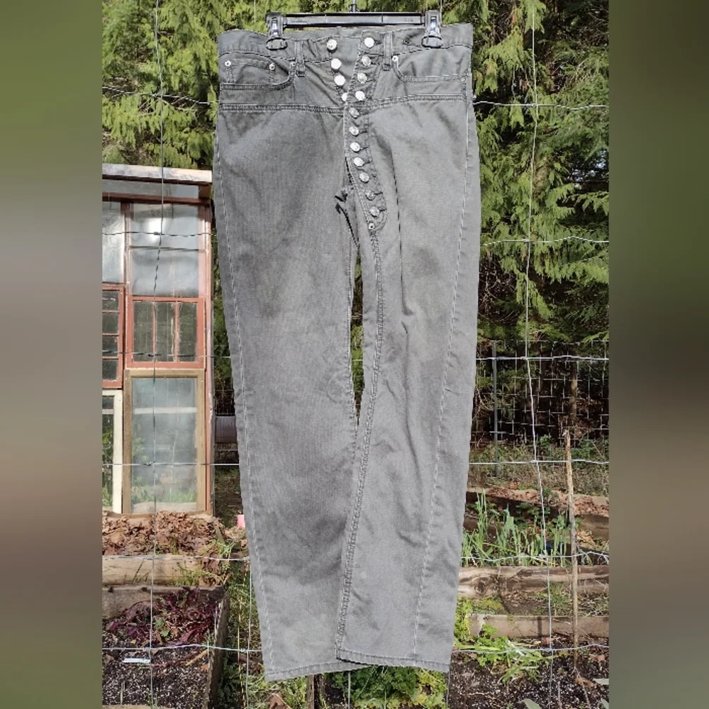 Gray Button-Fly Jeans - Picture 2 of 10